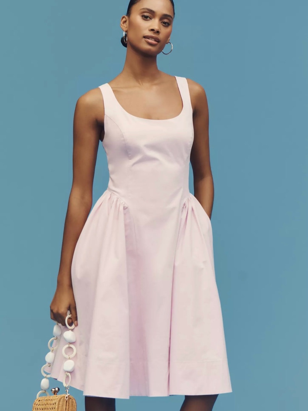 Anthropologie Sleeveless Scoop-Neck Basque-Waist Midi Dress